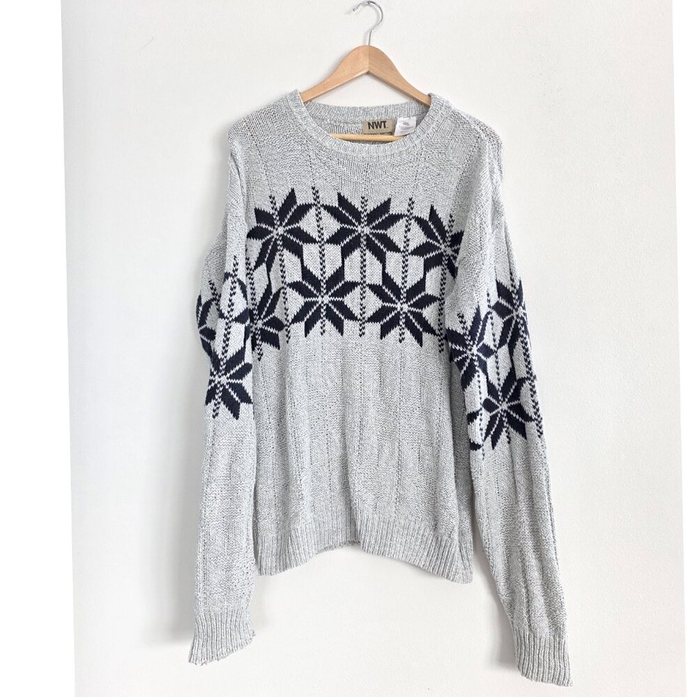 Vintage Northwest Territory Nordic Snowflake Fair Isle Grandpa Sweater Cabincore